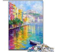 Jigsaw Puzzles for Adults 1000 Painting of Napoli Italy Waterfront Puzzle Perfect for Family Fun on Christmas, Thanksgiving, Birthdays & Easter (size 26x38cm)