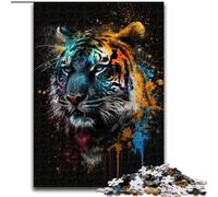 Jigsaw Puzzles for Adults 1000 Paintsplash Tiger Made of Wood, for Teenagers Age Group 14+, Home Decor 50x75cm DIY Art Decor
