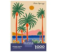 Jigsaw Puzzles for Adults 1000 Palm Springs Illustration with Palm Trees Puzzles for Adults DIY Toys Pattern Assembly Gifts for Friends And Family 38x26cm/1000pcs
