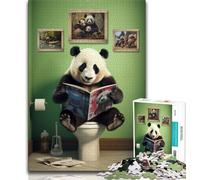 Jigsaw Puzzles for Adults 1000 Panda on The Toilet Puzzles,Challenging Game Gifts for Is Ideal As A Gift for The Whole Family 38x26cm