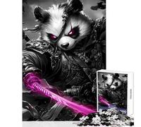 Jigsaw Puzzles for Adults 1000 Panda Samurai Warrior Animal Toy Wall Decor Secret Santa Gifts Relaxing Games Artists' Collection, Fine Arts Size 38x26cm