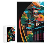 Jigsaw Puzzles for Adults 1000 PCS Abstract Fantasy #14 - Japanese Pagoda Landscape Art Jigsaw Puzzle Family Game But Fun And Humorous Birthday Present, Gifts, 1000 PCS