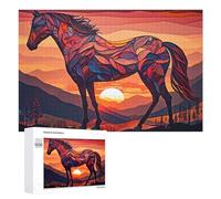 Jigsaw Puzzles for Adults 1000 PCS Abstract Horse Sunset Artwork Puzzle for Adults Relax Games Difficult Hard Gifts for Friends And Family 1000 PCS