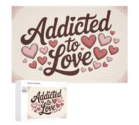 Jigsaw Puzzles for Adults 1000 PCS Addicted to Love Typography with Hearts Puzzle for Adults Hands-on Game Wall Decoration Fun Activities at Home 1000 PCS