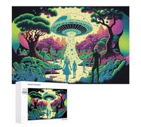 Jigsaw Puzzles for Adults 1000 PCS Alien Encounter in A Fantasy Forest -2 Jigsaws for Adults Fun Games Perfect Decoration Challenging To Complete 1000 PCS