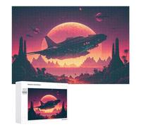 Jigsaw Puzzles for Adults 1000 PCS Alien Spaceship Over Desert Planet Puzzle for Adults Relax Games Difficult Hard Gifts for Friends And Family 1000 PCS