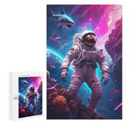 Jigsaw Puzzles for Adults 1000 PCS Astronaut in Space Shark Jigsaws for Adults Toy Wall Decor Perfect Decoration Challenging To Complete 1000 PCS