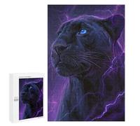 Jigsaw Puzzles for Adults 1000 PCS Black Panther with Blue Eyes Puzzles for Teenagers Precision Cutting Difficult And Challenge Birthday And Unique Gifts 1000 PCS
