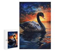 Jigsaw Puzzles for Adults 1000 PCS Black Swan on Cosmic Lake Jigsaws for Adults Fun Games Perfect Decoration Challenging To Complete 1000 PCS
