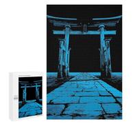 Jigsaw Puzzles for Adults 1000 PCS Blue Torii Gate And Stone Path Adult Jigsaw Puzzle Relax Games Wall Decoration Gifts for Friends And Family 1000 PCS