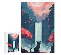 Jigsaw Puzzles for Adults 1000 PCS Cat by Waterfall Jigsaws for Adults Relax Games Presents for Women Gifts for Friends And Family 1000 PCS