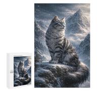 Jigsaw Puzzles for Adults 1000 PCS Cat in Snowy Mountain Landscape Puzzle for Adults Hands-on Game Wall Decoration Fun Activities at Home 1000 PCS