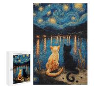 Jigsaw Puzzles for Adults 1000 PCS Cats Watching Starry Night Jigsaw Puzzles for Teenagers Improve Memory Train Your Brain And Hands Stress Reduction Gifts 1000 PCS