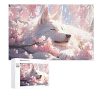 Jigsaw Puzzles for Adults 1000 PCS Cherry Blossom Dreams Serene Wolf Jigsaws for Adults Fun Games Perfect Decoration Challenging To Complete 1000 PCS