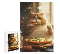 Jigsaw Puzzles for Adults 1000 PCS Chubby Pizza Cat Jigsaw Puzzle Family Game But Fun And Humorous Birthday Present, Gifts, 1000 PCS