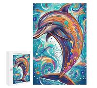 Jigsaw Puzzles for Adults 1000 PCS Colorful Abstract Dolphin Art Jigsaws for Adults Fun Games Perfect Decoration Challenging To Complete 1000 PCS