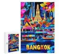 Jigsaw Puzzles for Adults 1000 PCS Colorful Bangkok Cityscape Vibrant Skyline Adult Puzzles Brain Teaser Game Presents for Women Gifts for Friends And Family 1000 PCS