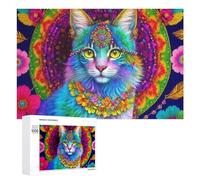 Jigsaw Puzzles for Adults 1000 PCS Colorful Cat Mandala Artwork-1 Puzzle for Adults Relax Games Difficult Hard Gifts for Friends And Family 1000 PCS