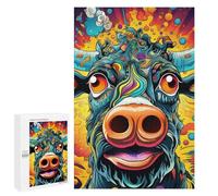Jigsaw Puzzles for Adults 1000 PCS Colorful Cow Illustration Jigsaw Relaxing Games Analysis And Logic Unique Birthday And Xmas Gifts 1000 PCS