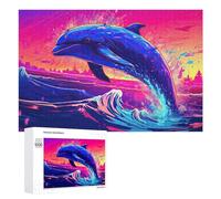 Jigsaw Puzzles for Adults 1000 PCS Colorful Dolphin Splash Artwork Jigsaw Relaxing Games Analysis And Logic Unique Birthday And Xmas Gifts 1000 PCS