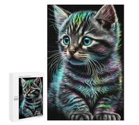 Jigsaw Puzzles for Adults 1000 PCS Colorful Neon Kitten Puzzles for Teenagers Precision Cutting Difficult And Challenge Birthday And Unique Gifts 1000 PCS