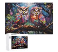 Jigsaw Puzzles for Adults 1000 PCS Colorful Owls in Enchanted Forest Puzzle for Adults Relax Games Difficult Hard Gifts for Friends And Family 1000 PCS