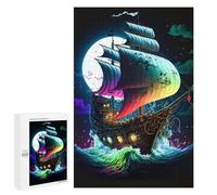 Jigsaw Puzzles for Adults 1000 PCS Colorful Sailing Ship at Night -1 Jigsaw Puzzle Family Game But Fun And Humorous Birthday Present, Gifts, 1000 PCS