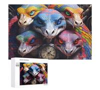 Jigsaw Puzzles for Adults 1000 PCS Colorful Serpent Heads with Clock Jigsaw Relaxing Games Analysis And Logic Unique Birthday And Xmas Gifts 1000 PCS