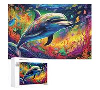 Jigsaw Puzzles for Adults 1000 PCS Colorful Underwater Dolphin Scene Puzzle for Adults Relax Games Difficult Hard Gifts for Friends And Family 1000 PCS