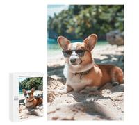 Jigsaw Puzzles for Adults 1000 PCS Corgi Tropical Beach Chill Adult Jigsaw Puzzle Relax Games Wall Decoration Gifts for Friends And Family 1000 PCS