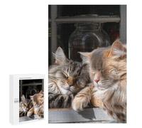 Jigsaw Puzzles for Adults 1000 PCS Cozy Cats on Windowsill Puzzles for Teenagers Precision Cutting Difficult And Challenge Birthday And Unique Gifts 1000 PCS