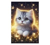 Jigsaw Puzzles for Adults 1000 PCS Cute Kitten with Fireflies Jigsaw Puzzle Anti-Stress Toys For Family Fun Help The Brain Exercise 1000 PCS