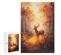 Jigsaw Puzzles for Adults 1000 PCS Deer in Autumn Forest Painting Adult Puzzles Brain Teaser Game Presents for Women Gifts for Friends And Family 1000 PCS