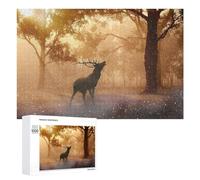Jigsaw Puzzles for Adults 1000 PCS Deer in The Misty Forest Jigsaws for Adults Fun Games Perfect Decoration Challenging To Complete 1000 PCS