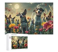 Jigsaw Puzzles for Adults 1000 PCS Dogs in Flower Field-1 Jigsaw Relaxing Games Analysis And Logic Unique Birthday And Xmas Gifts 1000 PCS