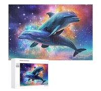 Jigsaw Puzzles for Adults 1000 PCS Dolphins in Cosmic Harmony Jigsaw Relaxing Games Analysis And Logic Unique Birthday And Xmas Gifts 1000 PCS