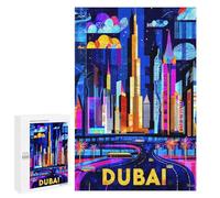 Jigsaw Puzzles for Adults 1000 PCS Dubai Vibrant Skyline - Geometric Cityscape Art Adult Jigsaw Puzzle Relax Games Wall Decoration Gifts for Friends And Family 1000 PCS