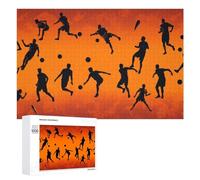 Jigsaw Puzzles for Adults 1000 PCS Dynamic Soccer Silhouettes in Motion Jigsaws for Adults Fun Games Perfect Decoration Challenging To Complete 1000 PCS