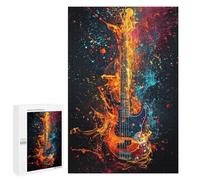 Jigsaw Puzzles for Adults 1000 PCS Electric Guitar Fire Art Puzzles for Teenagers Precision Cutting Difficult And Challenge Birthday And Unique Gifts 1000 PCS