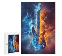 Jigsaw Puzzles for Adults 1000 PCS Electric Guitar with Fire And Ice Effect Puzzles for Teenagers Precision Cutting Difficult And Challenge Birthday And Unique Gifts 1000 PCS