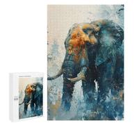 Jigsaw Puzzles for Adults 1000 PCS Elephant in Blue Forest Jigsaws for Adults Family Games Stress Reliever Birthday Present, Gifts, 1000 PCS