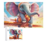 Jigsaw Puzzles for Adults 1000 PCS Elephant Pilot in Vintage Airplane Jigsaws for Adults Fun Games Perfect Decoration Challenging To Complete 1000 PCS