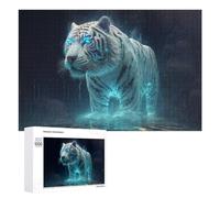 Jigsaw Puzzles for Adults 1000 PCS Enchanted White Tiger in Mystical Rain Jigsaw Relaxing Games Analysis And Logic Unique Birthday And Xmas Gifts 1000 PCS