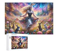 Jigsaw Puzzles for Adults 1000 PCS Fantasy Garden with Bunny Queen Jigsaw Relaxing Games Analysis And Logic Unique Birthday And Xmas Gifts 1000 PCS
