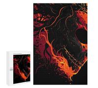 Jigsaw Puzzles for Adults 1000 PCS Fiery Skull Abstract Art Adult Puzzles Brain Teaser Game Presents for Women Gifts for Friends And Family 1000 PCS