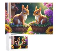 Jigsaw Puzzles for Adults 1000 PCS Floral Basket Squirrels Garden Scene Jigsaw Relaxing Games Analysis And Logic Unique Birthday And Xmas Gifts 1000 PCS