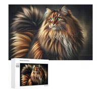 Jigsaw Puzzles for Adults 1000 PCS Fluffy Long-Haired Cat Portrait Jigsaws for Adults Fun Games Perfect Decoration Challenging To Complete 1000 PCS