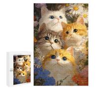 Jigsaw Puzzles for Adults 1000 PCS Four Cats in A Floral Garden Puzzle for Adults Hands-on Game Wall Decoration Fun Activities at Home 1000 PCS
