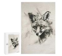 Jigsaw Puzzles for Adults 1000 PCS Fox Head In Charcoal Adult Puzzles Brain Teaser Game Presents for Women Gifts for Friends And Family 1000 PCS