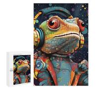 Jigsaw Puzzles for Adults 1000 PCS Frog DJ in Colorful Artwork Jigsaws for Adults Fun Games Perfect Decoration Challenging To Complete 1000 PCS